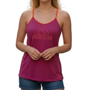 Adidas Fuchsia & Orange Strappy Logo Tank Top Women’s Medium